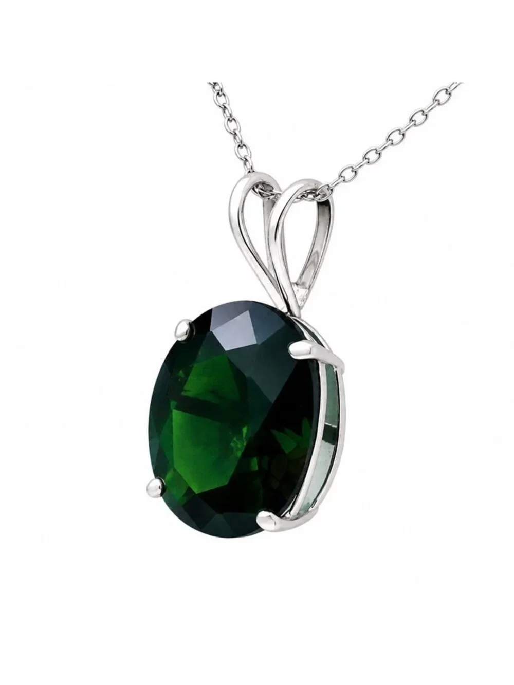 Genuine 2.95 Cts Tsavorite Pendant Solid 14k White Gold